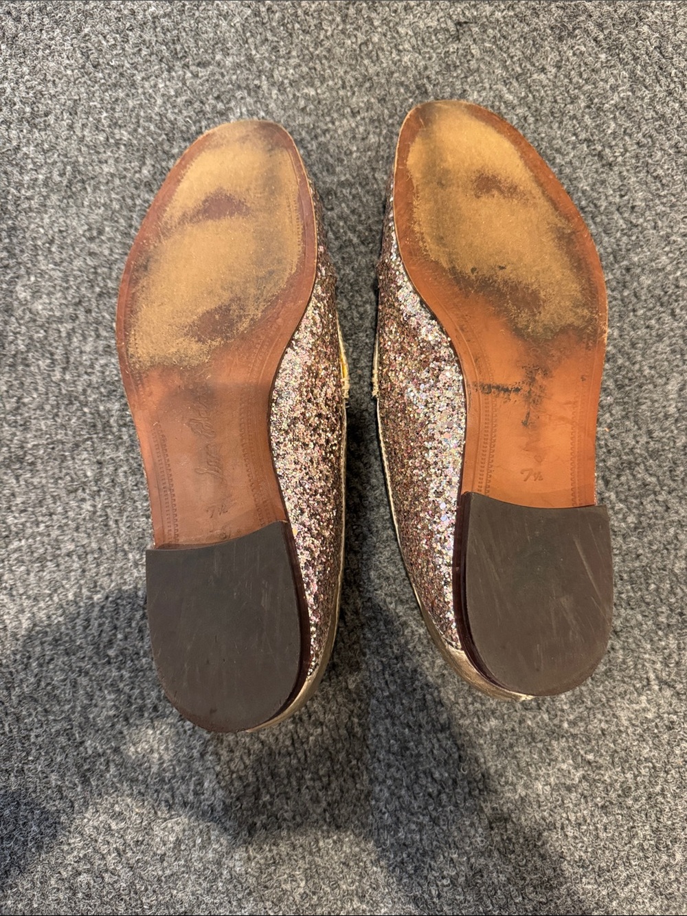 Sam Edelman Rose Pink Glitter Loafers with Gold Bit - Picture 3 of 3